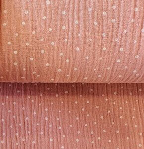 musselin double gauze rosa mit weissen punkten naehzimmer mit herz onlineshop