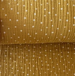 musselin double gauze senf mit weissen punkten naehzimmer mit herz onlineshop