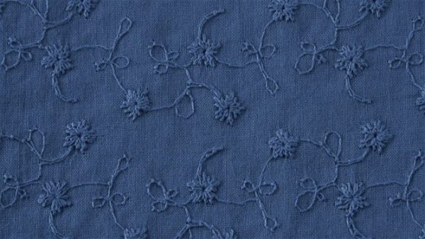 stoff baumwolle brodery flower jeansblau naehzimmer mit herz onlineshop