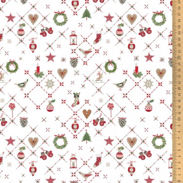 Stoff Baumwolle Weihnachtsornamente Acufactum Naehzimmer mit Herz Onlneshop