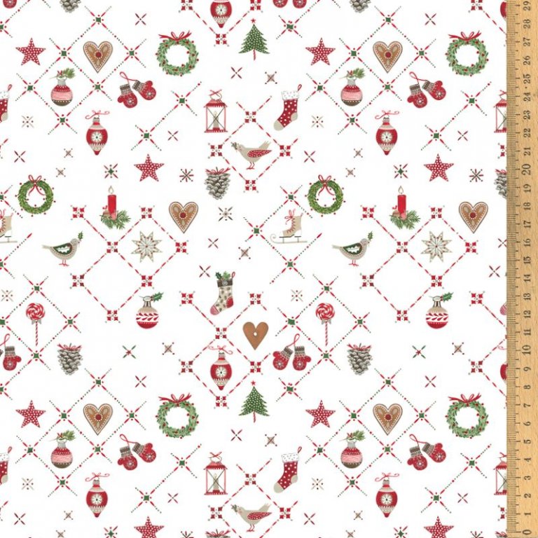 Stoff Baumwolle Weihnachtsornamente Acufactum Naehzimmer mit Herz Onlneshop