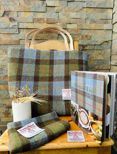 stoff tweed harris tweed braun gruen blau naehzimmer mit herz onlineshop