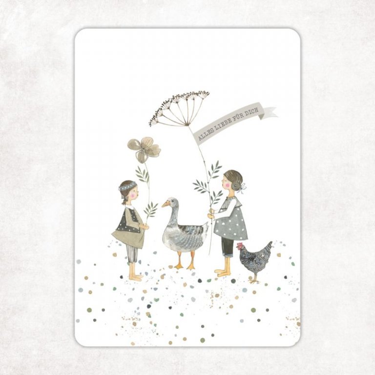 postkarte a6 maedchen mit graesern alles liebe fuer dich acufactum naehzimmer mit herz onlineshop