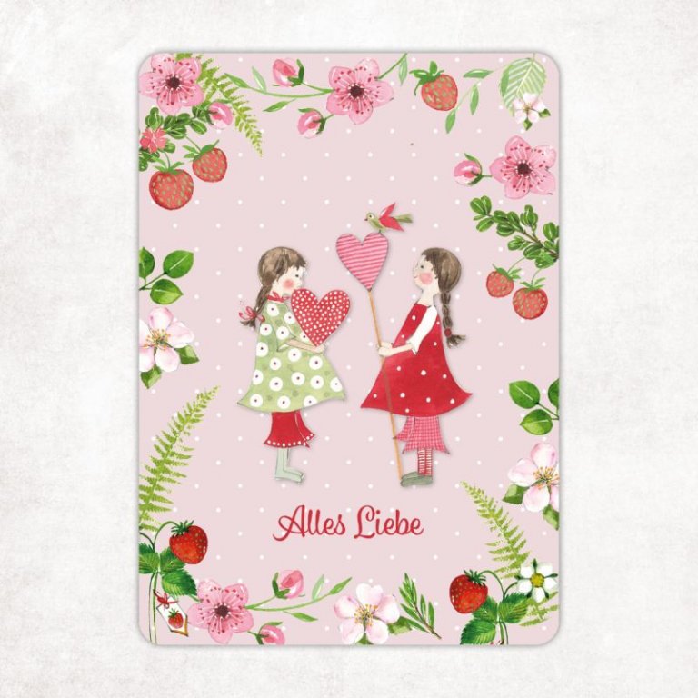 postkarte herzmaedchen alles liebe acufactum naehzimmer mit herz onlineshop