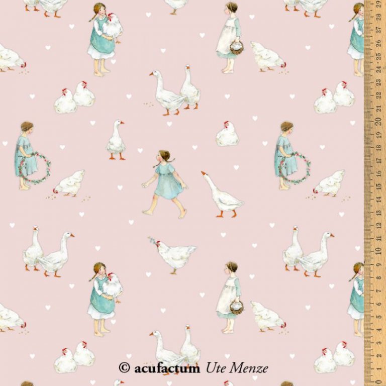 stoff baumwolle landleben rosa acufactum naehzimmer mit herz onlineshop