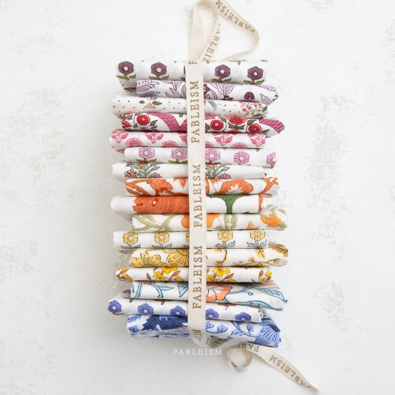 Stoff Baumwolle Fat Quarter Fableism Indian Block Prints Cotta 16 St&uuml;ck Naehzimmer mit Herz Onlineshop