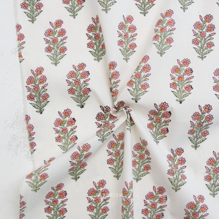 Stoff Baumwolle Indian Block Prints Cotta altrosa fableism naehzimmer mit Herz Onlineshop