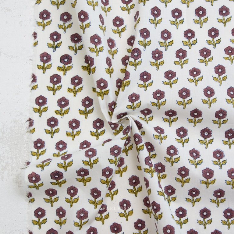 Stoff Baumwolle Indian Block Prints Cotta aubergine fableism naehzimmer mit Herz Onlineshop