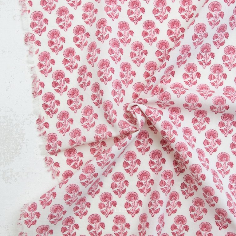 Stoff Baumwolle Indian Block Prints Cotta pink fableism naehzimmer mit Herz Onlineshop