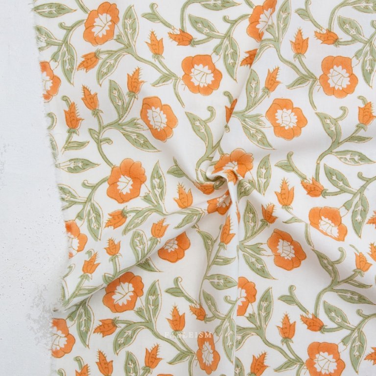 Stoff Baumwolle Indian Block Prints Cotta salbeigruen fableism naehzimmer mit Herz Onlineshop