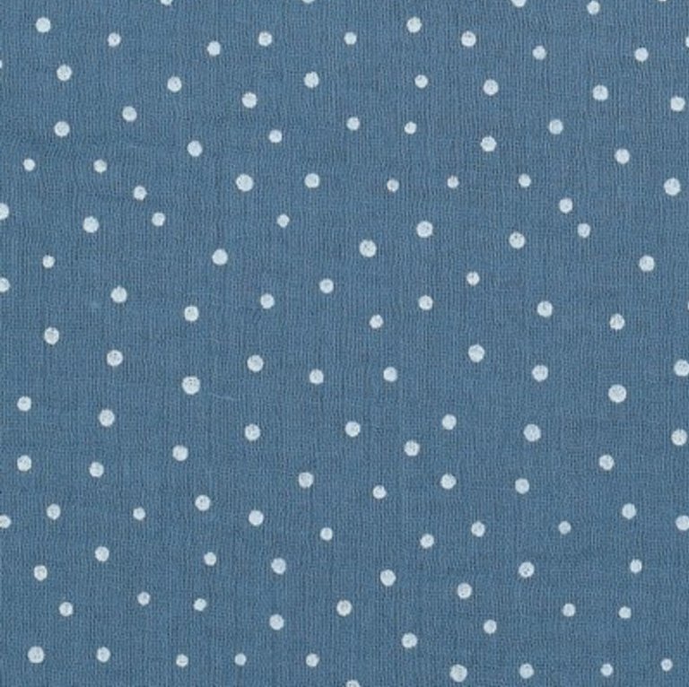 musselin double gauze blau kleine Punkte naehzimmer mit herz onlineshop