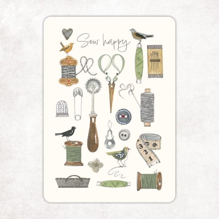postkarte a6 sew happy kerstin hess acufactum naehzimmer mit herz onlineshop