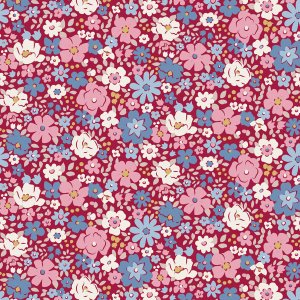 Stoff Baumwolle Tilda Village Life Esther Burgundy Naehzimmer mit Herz Onlineshop