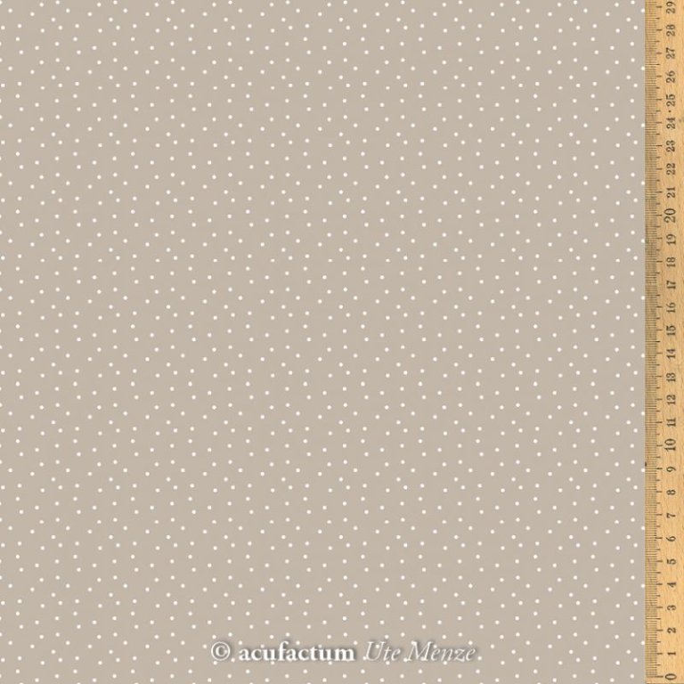 Stoff Baumwolle Tupfen taupe-weiss acufactum naehzimmer mit Herz Onlineshop